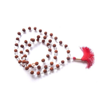 Mala cristal de roche et Rudraksha